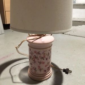 Vintage Pink Hand Painted Lamp